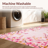 Ultra Soft Area Rug, Non Slip, Stain Resistant, Washable Area Rugs for Living Room, Bedroom, Trendy Youthful Round Floral Art(Pink)
