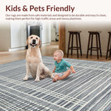 Ultra Soft Area Rug, Non Slip, Stain Resistant, Washable Area Rugs for Living Room, Bedroom, Rustic Warmth Abstract Weave(Gray)