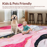 Ultra Soft Area Rug, Non Slip, Stain Resistant, Washable Area Rugs for Living Room, Bedroom, Sophisticated Twisted Linear Arrangement(Pink)