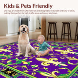 Ultra Soft Area Rug, Non Slip, Stain Resistant, Washable Area Rugs for Living Room, Bedroom, Chic Modern Festival Motif(Purple)
