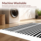 Ultra Soft Area Rug, Non Slip, Stain Resistant, Washable Area Rugs for Living Room, Bedroom, Elegant Black And White Striped Carpet Perfect For Stylish Entryways(Gray)