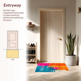Ultra Soft Area Rug, Non Slip, Stain Resistant, Washable Area Rugs for Living Room, Bedroom, Trendy Soft Palette Graphic Elements(Orange)