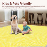Ultra Soft Area Rug, Non Slip, Stain Resistant, Washable Area Rugs for Living Room, Bedroom, Rustic Minimalist Symmetrical Motif(Yellow)