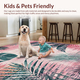 Ultra Soft Area Rug, Non Slip, Stain Resistant, Washable Area Rugs for Living Room, Bedroom, Chic Abstract Pastel Fusion(Pink)