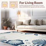 Ultra Soft Area Rug, Non Slip, Stain Resistant, Washable Area Rugs for Living Room, Bedroom, Rustic Textured High-Low Waves(Blue)