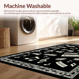 Ultra Soft Area Rug, Non Slip, Stain Resistant, Washable Area Rugs for Living Room, Bedroom, Chic Black and White Musical Aesthetics(Black)
