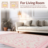 Ultra Soft Area Rug, Non Slip, Stain Resistant, Washable Area Rugs for Living Room, Bedroom, Delicate Pink Bow Patterned Area Rug Coquette Style Carpet(Pink)