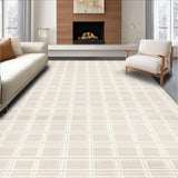 Charming Beige Checkered Area with Geometric(Beige)