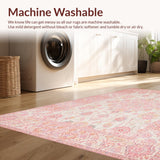 Ultra Soft Area Rug, Non Slip, Stain Resistant, Washable Area Rugs for Living Room, Bedroom, Stylish Pink Botanical Fusion(Pink)