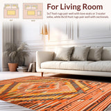 Ultra Soft Area Rug, Non Slip, Stain Resistant, Washable Area Rugs for Living Room, Bedroom, Vibrant Orange Geometric Elegance(Orange)