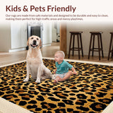 Ultra Soft Area Rug, Non Slip, Stain Resistant, Washable Area Rugs for Living Room, Bedroom, Contemporary Luxe Cheetah Style(Brown)