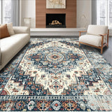 Ultra Soft Area Rug, Non Slip, Stain Resistant, Washable Area Rugs for Living Room, Bedroom, Sophisticated Modern Medallion Layout(Gray)