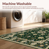 Ultra Soft Area Rug, Non Slip, Stain Resistant, Washable Area Rugs for Living Room, Bedroom, Elegant Floral Mihrab Artwork(Green)