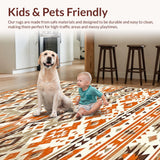 Ultra Soft Area Rug, Non Slip, Stain Resistant, Washable Area Rugs for Living Room, Bedroom, Minimalist Natural Toned Geometry(Brown)