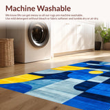 Ultra Soft Area Rug, Non Slip, Stain Resistant, Washable Area Rugs for Living Room, Bedroom, Stylish Modern Brushstroke Design(Blue)