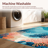 Ultra Soft Area Rug, Non Slip, Stain Resistant, Washable Area Rugs for Living Room, Bedroom, Pastel Coral Wave Inspiration(Blue)