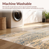 Ultra Soft Area Rug, Non Slip, Stain Resistant, Washable Area Rugs for Living Room, Bedroom, Chic Vintage Area Distressed Farmhouse Design(Beige)