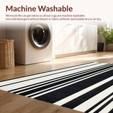 Ultra Soft Area Rug, Non Slip, Stain Resistant, Washable Area Rugs for Living Room, Bedroom, Modern Black White Stripe Rug Geometric Patterned(Black)