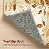 Beige Leaf Design Area Easy Clean(Beige)