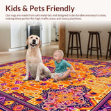 Ultra Soft Area Rug, Non Slip, Stain Resistant, Washable Area Rugs for Living Room, Bedroom, Playful Bright Patterned Bliss(Orange)