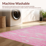 Ultra Soft Area Rug, Non Slip, Stain Resistant, Washable Area Rugs for Living Room, Bedroom, Eclectic Modern Striped Visuals(Pink)