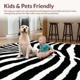 Ultra Soft Area Rug, Non Slip, Stain Resistant, Washable Area Rugs for Living Room, Bedroom, Bold Zebra Skin Bedroom Low Pile Floor Mat(Black)