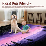 Ultra Soft Area Rug, Non Slip, Stain Resistant, Washable Area Rugs for Living Room, Bedroom, Charming Planetary Pattern Play(Purple)