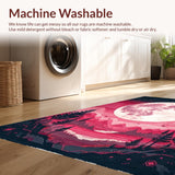 Ultra Soft Area Rug, Non Slip, Stain Resistant, Washable Area Rugs for Living Room, Bedroom, Chic Half-Moon Colorful Motif(Pink)