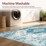 Ultra Soft Area Rug, Non Slip, Stain Resistant, Washable Area Rugs for Living Room, Bedroom, Luxurious Teal Trellis Aesthetic(Blue)