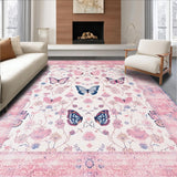 Ultra Soft Area Rug, Non Slip, Stain Resistant, Washable Area Rugs for Living Room, Bedroom, Gentle Floral Curved Edge Creation(Pink)