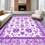 Ultra Soft Area Rug, Non Slip, Stain Resistant, Washable Area Rugs for Living Room, Bedroom, Rustic Purple Petal Motif(Purple)