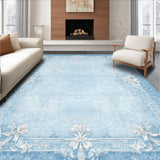Ultra Soft Area Rug, Non Slip, Stain Resistant, Washable Area Rugs for Living Room, Bedroom, Sweet Ribbon Rug With Scalloped Edges Preppy Coquette Aesthetic Home Decor(Blue)
