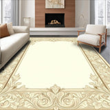 Ultra Soft Area Rug, Non Slip, Stain Resistant, Washable Area Rugs for Living Room, Bedroom, Area Classic Ornamental Border Elegant Non Slip Timeless Design(Beige)