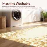 Ultra Soft Area Rug, Non Slip, Stain Resistant, Washable Area Rugs for Living Room, Bedroom, Tranquil Bloom Absorbent Beige Bath Non Skid Floral(Beige)