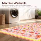 Ultra Soft Area Rug, Non Slip, Stain Resistant, Washable Area Rugs for Living Room, Bedroom, Delightful Soft Pastel Typography(Pink)