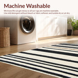 Ultra Soft Area Rug, Non Slip, Stain Resistant, Washable Area Rugs for Living Room, Bedroom, Ivory Black Kitchen Easy-Cleaning Area Rug(White)