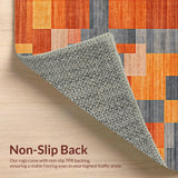 Ultra Soft Area Rug, Non Slip, Stain Resistant, Washable Area Rugs for Living Room, Bedroom, Sophisticated Abstract Linear Elements(Orange)