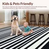 Ultra Soft Area Rug, Non Slip, Stain Resistant, Washable Area Rugs for Living Room, Bedroom, Absorbent Black and White Stripe Rug for Patios(Black)