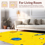 Ultra Soft Area Rug, Non Slip, Stain Resistant, Washable Area Rugs for Living Room, Bedroom, Astronaut Adventure Dynamic Aesthetic(Yellow)