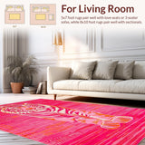 Ultra Soft Area Rug, Non Slip, Stain Resistant, Washable Area Rugs for Living Room, Bedroom, Artful Pink Tiger Design(Pink)