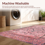 Ultra Soft Area Rug, Non Slip, Stain Resistant, Washable Area Rugs for Living Room, Bedroom, Artistic Earthy Toned Floral Design(Pink)
