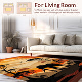 Ultra Soft Area Rug, Non Slip, Stain Resistant, Washable Area Rugs for Living Room, Bedroom, Cultural Wildlife Art Inspiration(Orange)