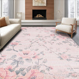 Ultra Soft Area Rug, Non Slip, Stain Resistant, Washable Area Rugs for Living Room, Bedroom, Artistic Flower Print Circular Statement(Pink)