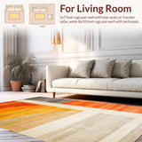 Ultra Soft Area Rug, Non Slip, Stain Resistant, Washable Area Rugs for Living Room, Bedroom, Elegant Earthy Ogee Design(Orange)