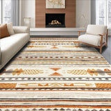 Ultra Soft Area Rug, Non Slip, Stain Resistant, Washable Area Rugs for Living Room, Bedroom, Artistic Vintage Geometric Accent(Orange)