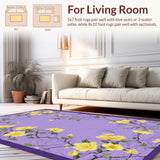 Ultra Soft Area Rug, Non Slip, Stain Resistant, Washable Area Rugs for Living Room, Bedroom, Charming Lavender Floral Aesthetic(Purple)