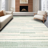 Ultra Soft Area Rug, Non Slip, Stain Resistant, Washable Area Rugs for Living Room, Bedroom, Sleek Monochrome Linear Composition(Beige)
