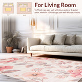 Ultra Soft Area Rug, Non Slip, Stain Resistant, Washable Area Rugs for Living Room, Bedroom, Trendy Minimalist Pastel Design(Pink)