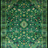 Ultra Soft Area Rug, Non Slip, Stain Resistant, Washable Area Rugs for Living Room, Bedroom, Chic Nature-Inspired Floral Motif(Green)