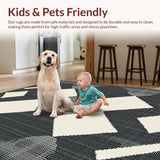 Ultra Soft Area Rug, Non Slip, Stain Resistant, Washable Area Rugs for Living Room, Bedroom, Rustic Diamond Patterned Sophistication(Gray)